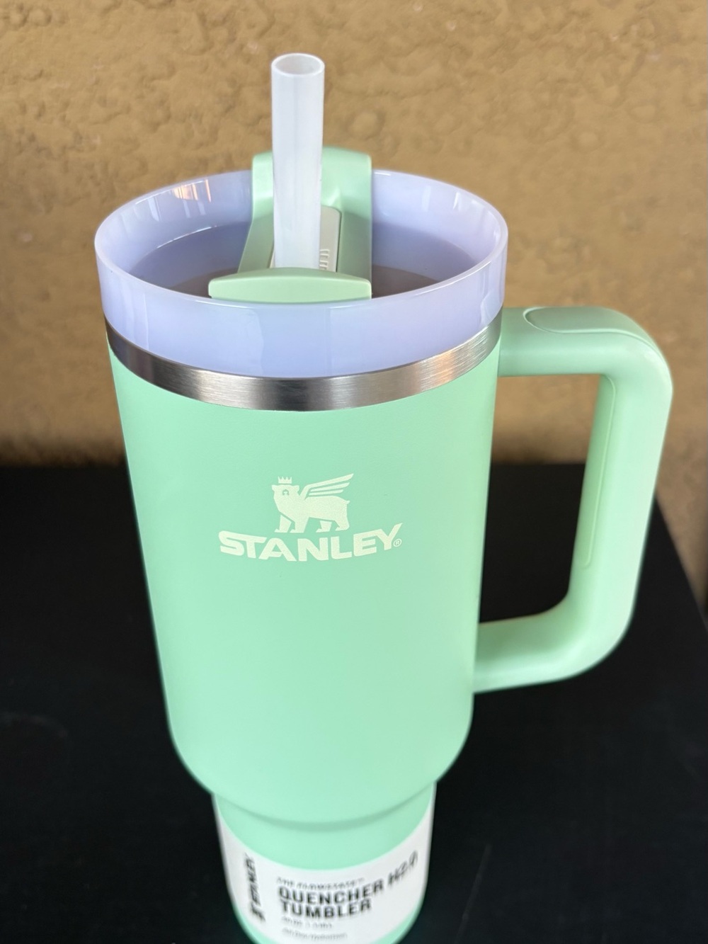 Stanley Mint Green Travel Tumbler with Handle and Straw Lid